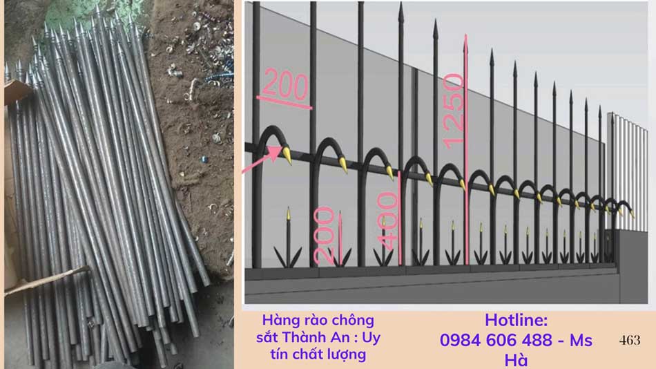 Chông hàng rào sắt đặc 