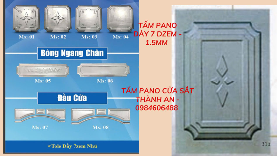 Tấm Pano cửa sắt Thành An 1